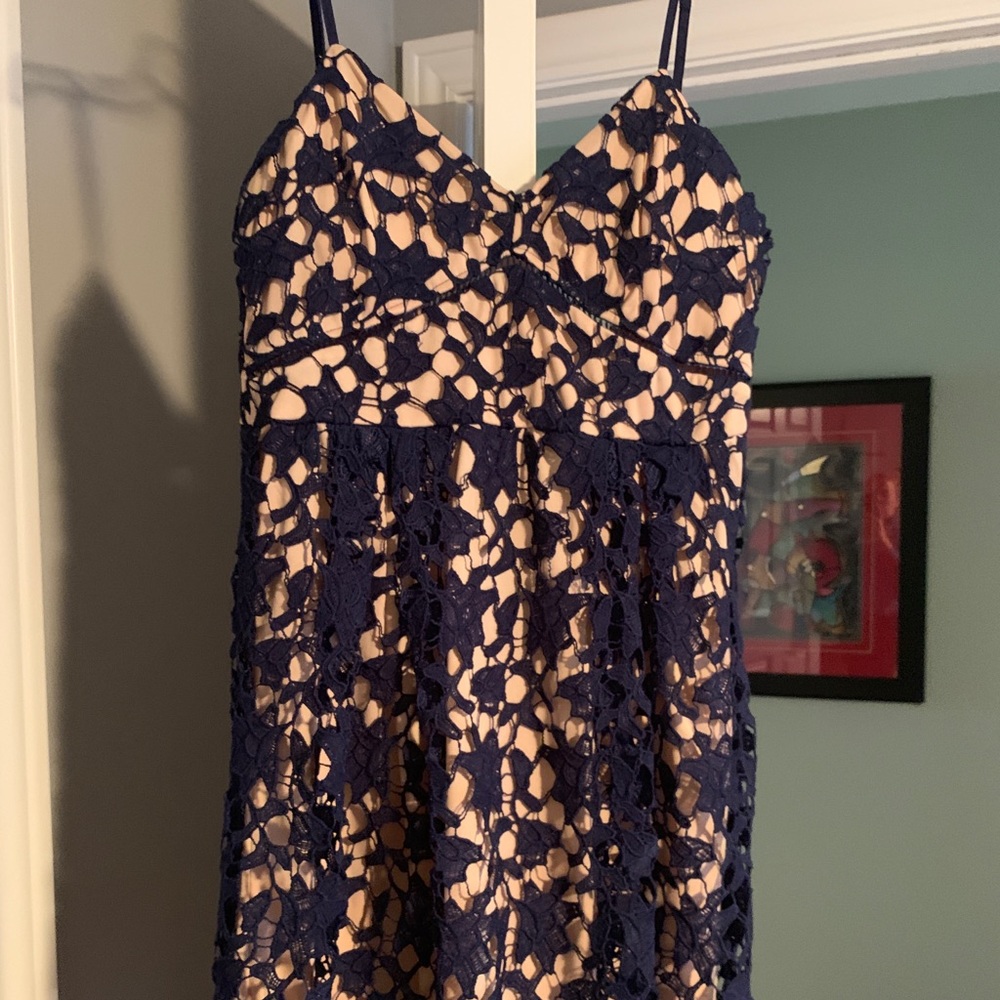 Navy blue lace mini dress